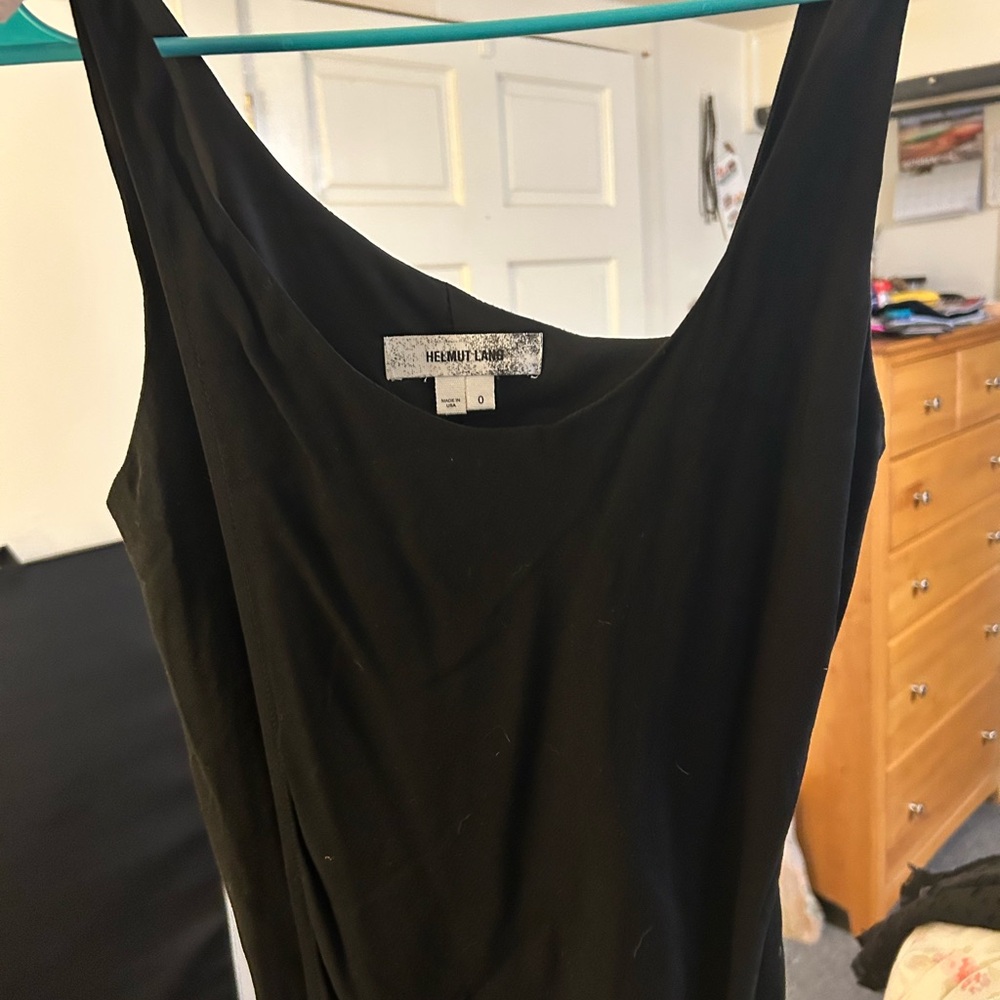 Helmut Lang Black Side Zip Dress Size 0 Asymetrical straps